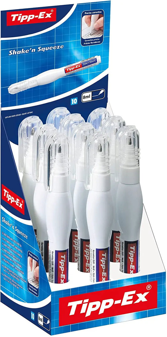TIPPEX Shake'n Squeeze display – 10 correction fluids by Tipp-Ex, 8ml bottles