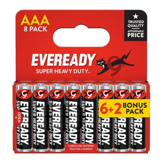 Eveready AAA Super Heavy Duty battery pack, 8-pack (6+2 bonus), general purpose batteries