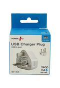 USB Charger Plug by Power Plus with 1 USB A port, 2.4A output