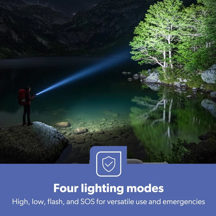 Torch Rechargeable Zoomable Long Range - 30W LED Flashlight 2000 Lumen Super Bright Powerful 4000mAh Battery GFL51096UK Geepas