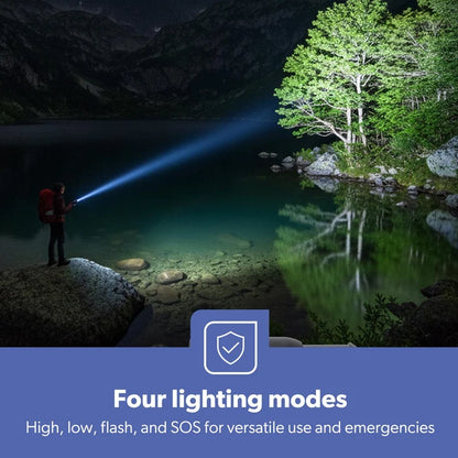 Torch Rechargeable Zoomable Long Range - 30W LED Flashlight 2000 Lumen Super Bright Powerful 4000mAh Battery GFL51096UK Geepas