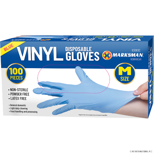 100 Pieces Vinyl Large Powder/Latex Free Clear Disposable Gloves Marksman