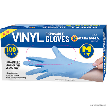 100 Pieces Vinyl Large Powder/Latex Free Clear Disposable Gloves Marksman