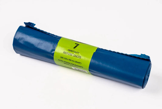 Heavy-duty refuse sacks roll, blue; builder bin bags, 510x760mm, extra strong