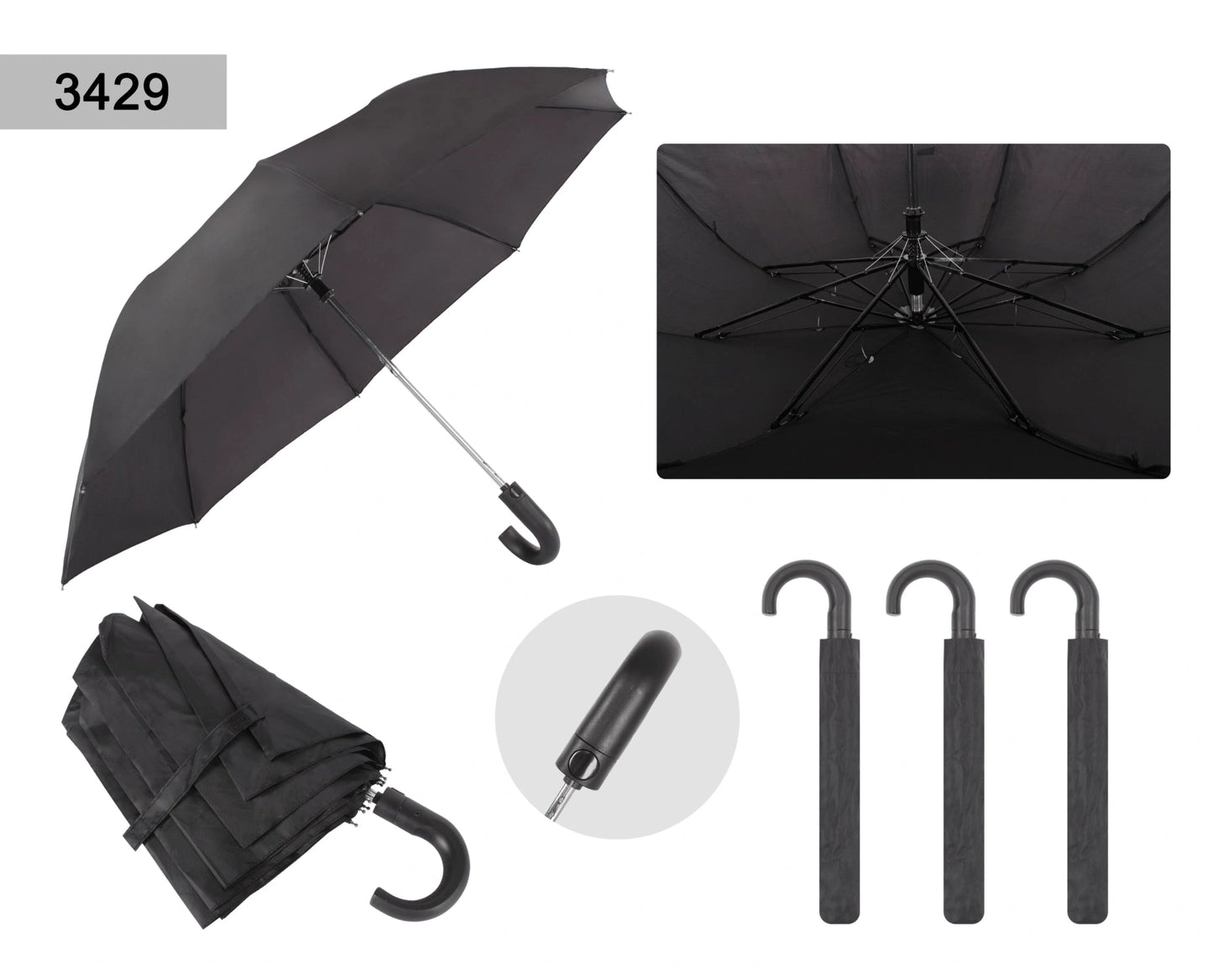 Gents 2 Fold Automatic Umbrella Black (12 Packs) by Gents 2