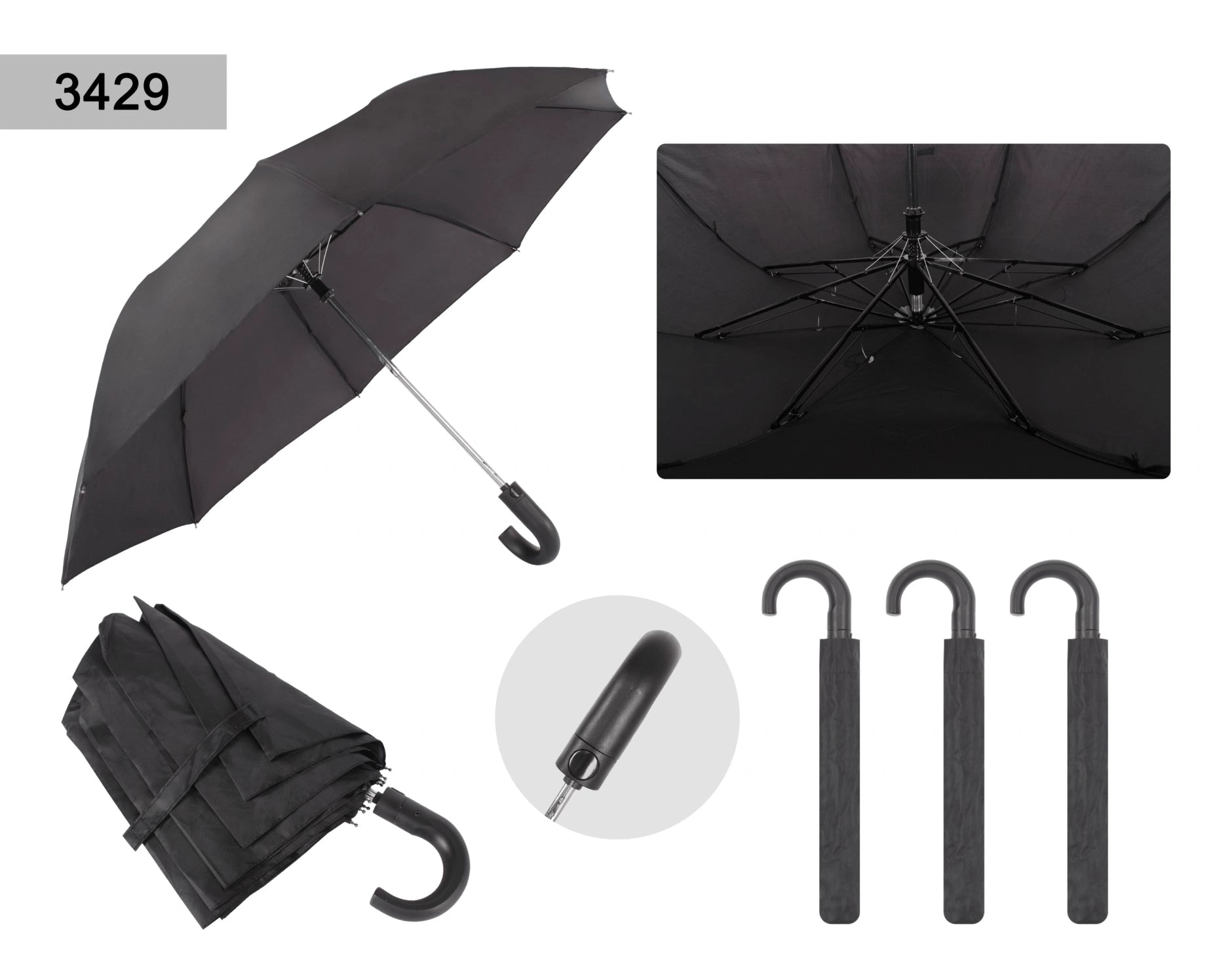 Gents 2 Fold Automatic Umbrella Black (12 Packs) by Gents 2