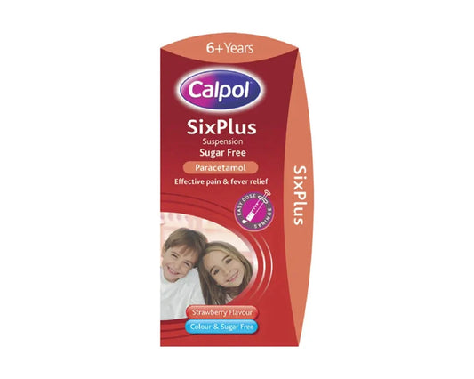 Calpol SixPlus Suspension Sugar Free Strawberry Flavour 6+ Years 80ml (Pack of 6) by Calpol
