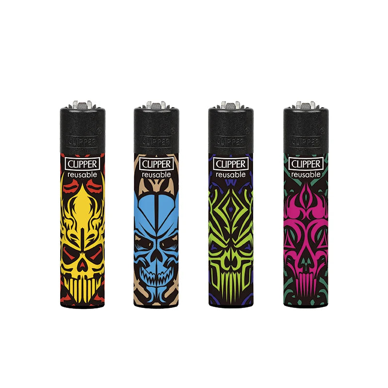 Clipper Flint Assorted Designs - "Made In Skull" Lighter [8447218299789] (48 Pack) Clipper