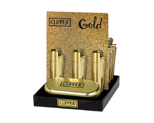 Clipper Metal Gift Gold Colours Flint Lighter (Gift Box) by Clipper