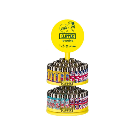 96 Piece Clipper Flint Lighter Display Stand UK Special Clipper