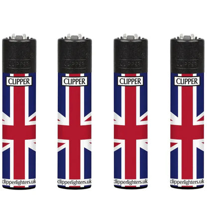 Clipper Lighters gas lighters four-pack with Union Jack flag print