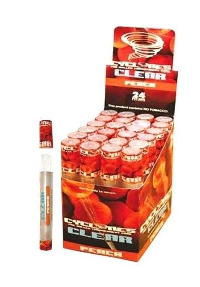 Cyclones Blunts Clear wraps, pack of 24, displayed in a red display box
