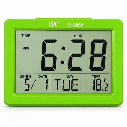 Digital Alarm Clock Assorted Colours (5 Colours Pink/Blue/White/Black/Green) Unbranded