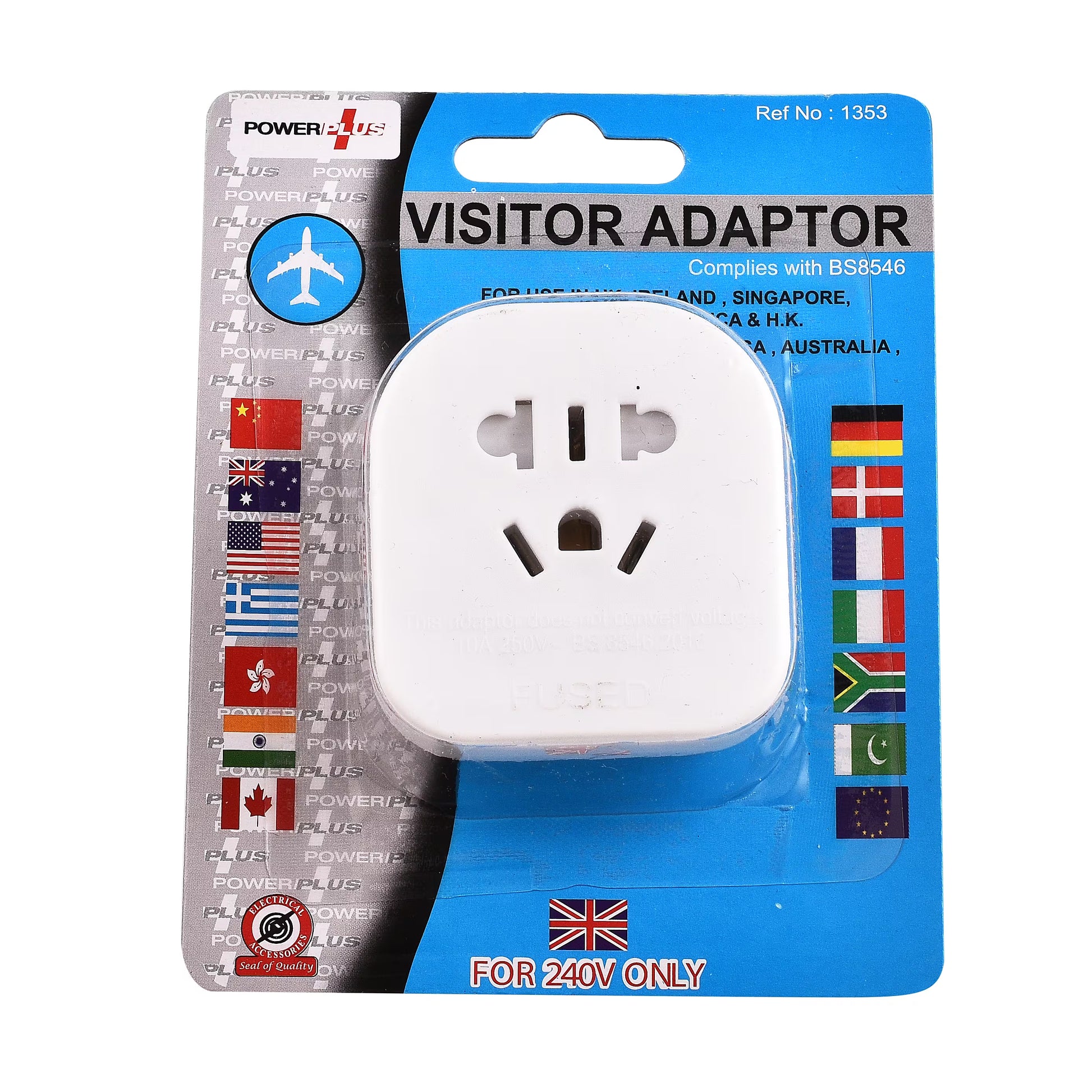 Tourist Travel Adaptor From Europe, Asia & USA To UK 20 pcs by Power Plus