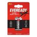 Eveready 9V Super Heavy Duty carbon zinc battery in its original red and black blister card packaging.