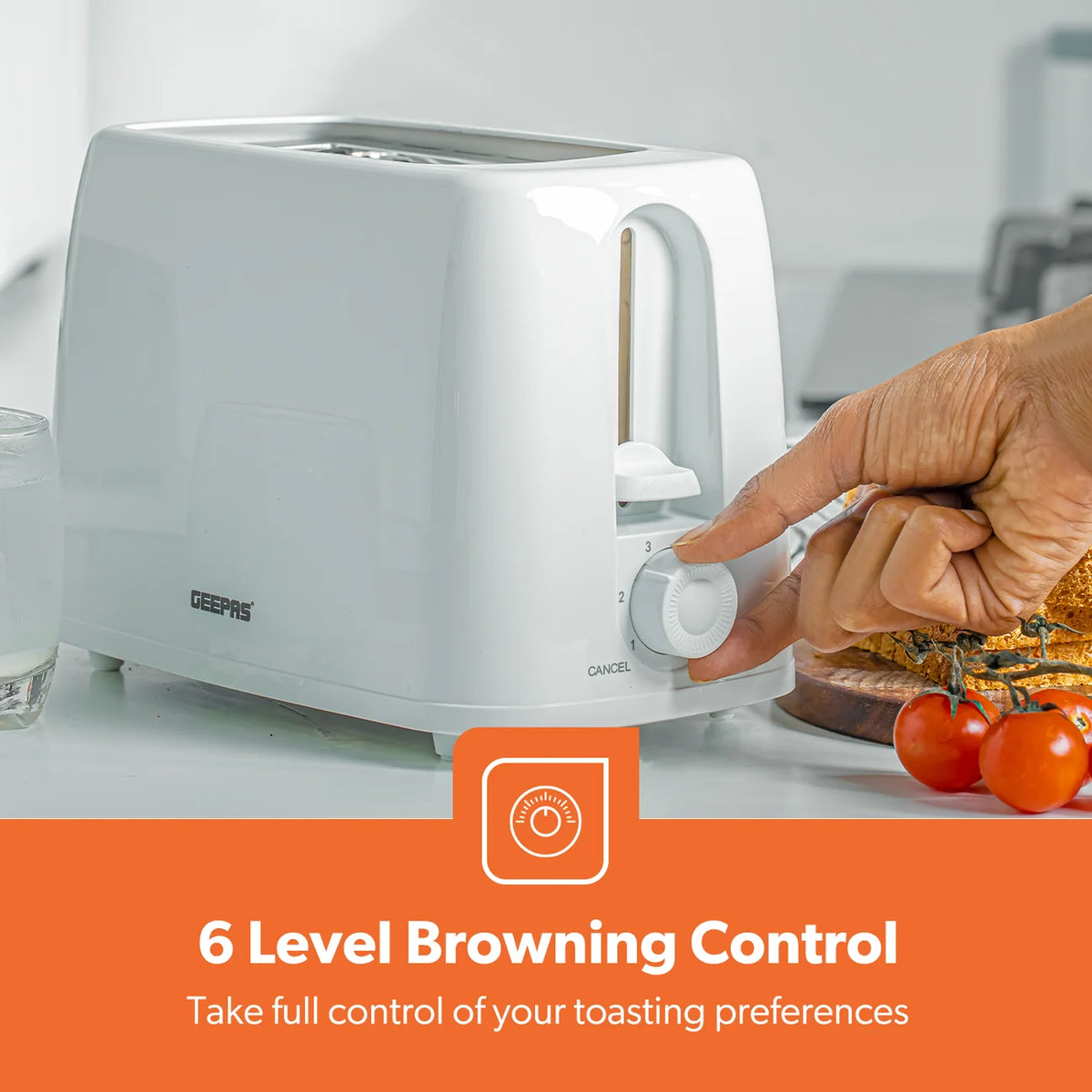 Geepas -Slice Bread Toaster With 6 Level Browning GBT36550 Geepas