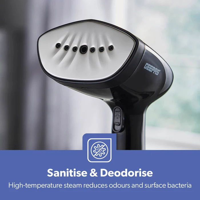 Geepas Garment Steamer 1500W Vertical Black Handheld 400ml GGS25040UK Audiotech Systems LTD T/A 121 Wholesale