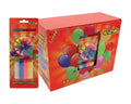 Birthday candles + holders set; GSD red box with multicolor striped candles and candle wheel