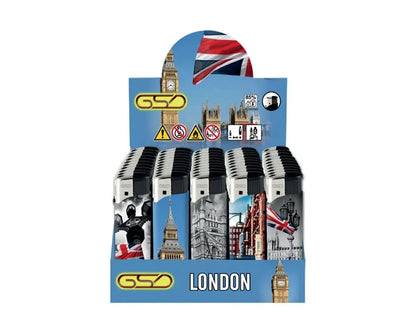 Lighters by GSD London tourist print electronic refillable lighters, 50-pack display