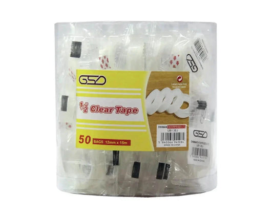 1/2" CLEAR TAPE IN TUB X 50 PCS