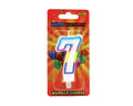 GSD Birthday Candles Numbered 7 candle in package with colorful balloons and Happy Birthday design