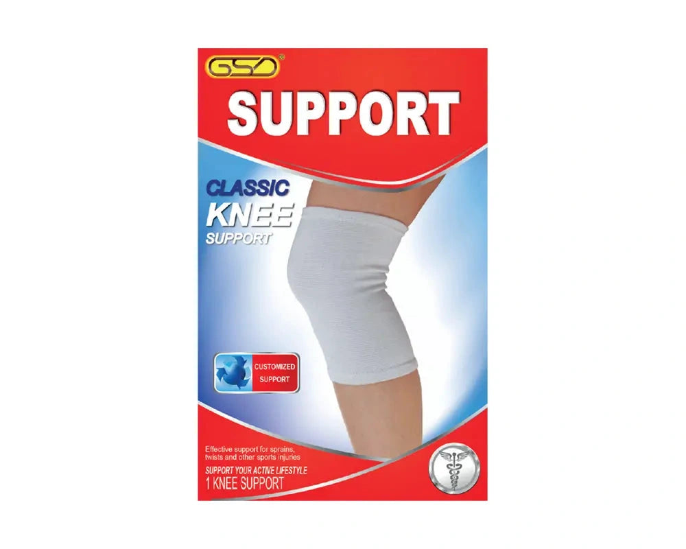 GSD knee support bands, white fabric knee sleeves, 12-pack packaging