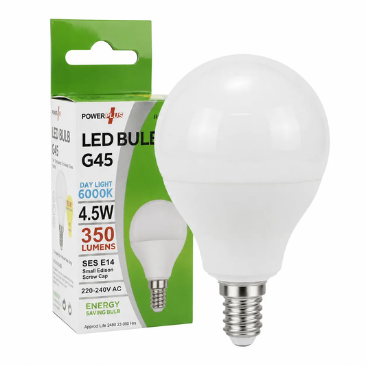 PowerPlus SES E14 LED Bulb G45, 4.5W, Daylight 6000K
