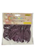 Balloons, 12 inch metallic maroon latex, pack of 12, GSD brand, birthday party supplies
