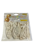 Balloons, metallic white 12-inch birthday balloons in a clear 12-pack bag
