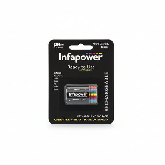 Infapower rechargeable battery packaging on a white background