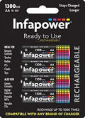 Infapower AA rechargeable batteries 4-pack, black with colorful stripes