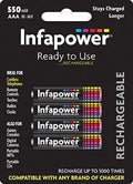 Infapower AAA rechargeable batteries, pack of four, ready to use.