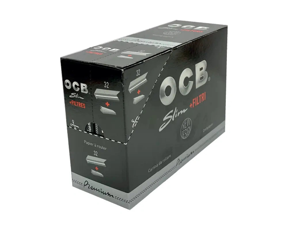 OCB Slim rolling papers with filters box, 32 packs