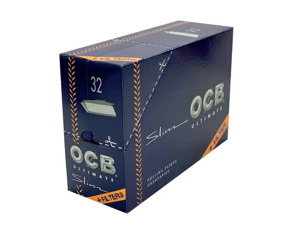 OCB Connoisseur Ultimate Slim rolling papers + filters, navy box, 32 packs