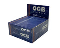 OCB Ultimate Slim rolling papers in blue display box, 50 sheets per pack