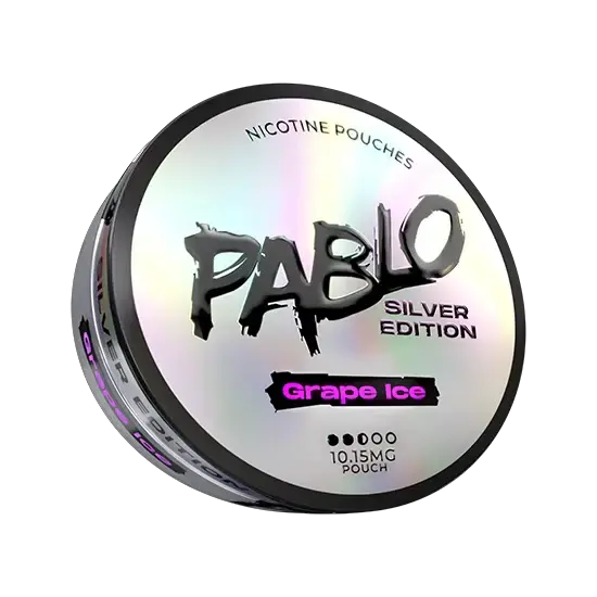 Pablo Silver Edition nicotine pouches tin, grape ice flavor, 5-pack