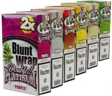 Platinum Double Blunt Wraps Purple 2's x 25 Pack, 8-pack display of assorted colors