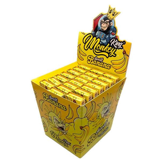 Monkey King Connoisseur flavoured rolling papers, banana flavor, 24-pack display box (121 Wholesale)