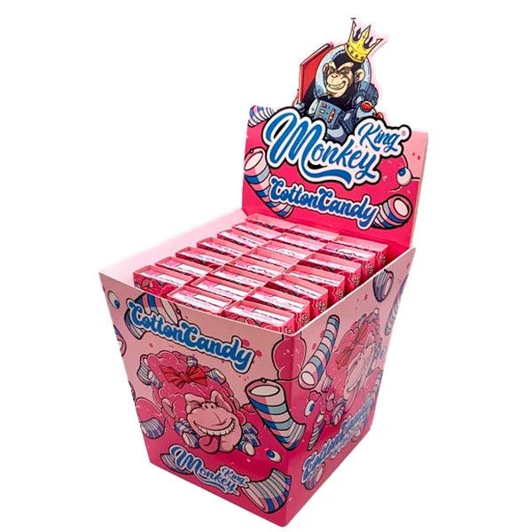 Monkey King Connoisseur flavoured rolling papers display box with 24 pink Cotton Candy packs