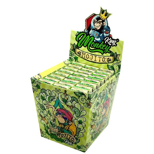 Monkey King Connoisseur Mojito flavoured rolling papers display box, green packaging, 24 packs