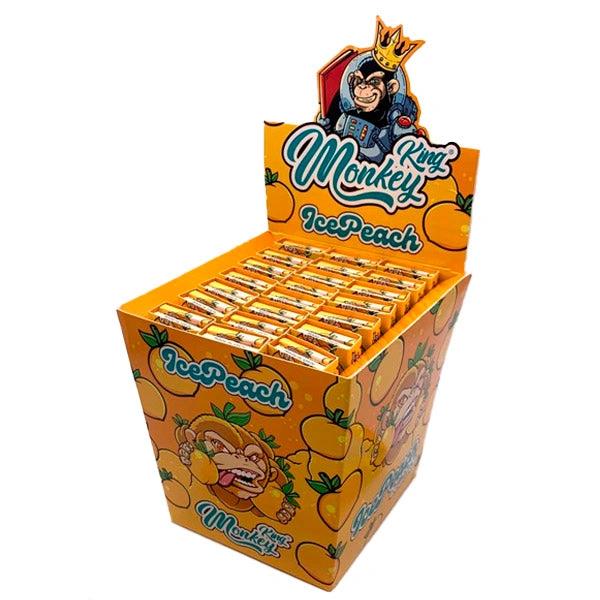 Monkey King Ice Peach flavoured rolling papers display box, 24 packs, by 121 Wholesale