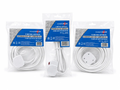 Two Powerplus extension lead samples in packaging on a white background