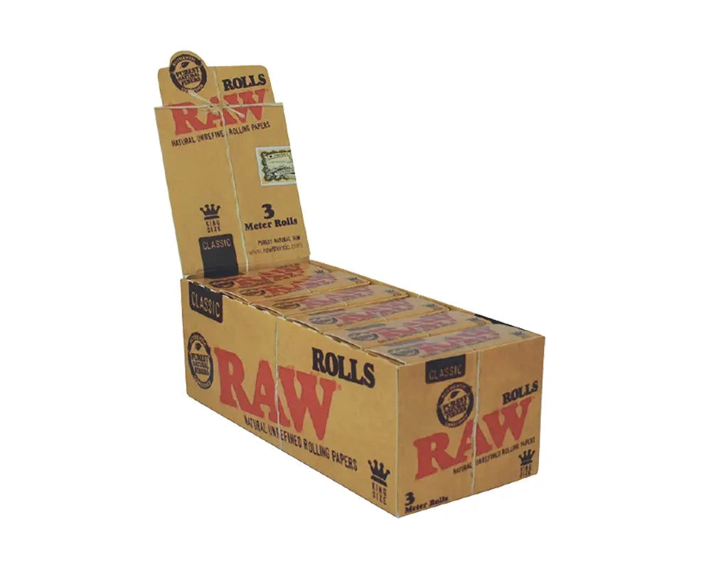 RAW Classic 3-Meter Roll rolling papers, 12-pack in display box