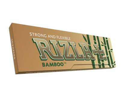 Rizla Bamboo rolling papers box, tan packaging with green logo