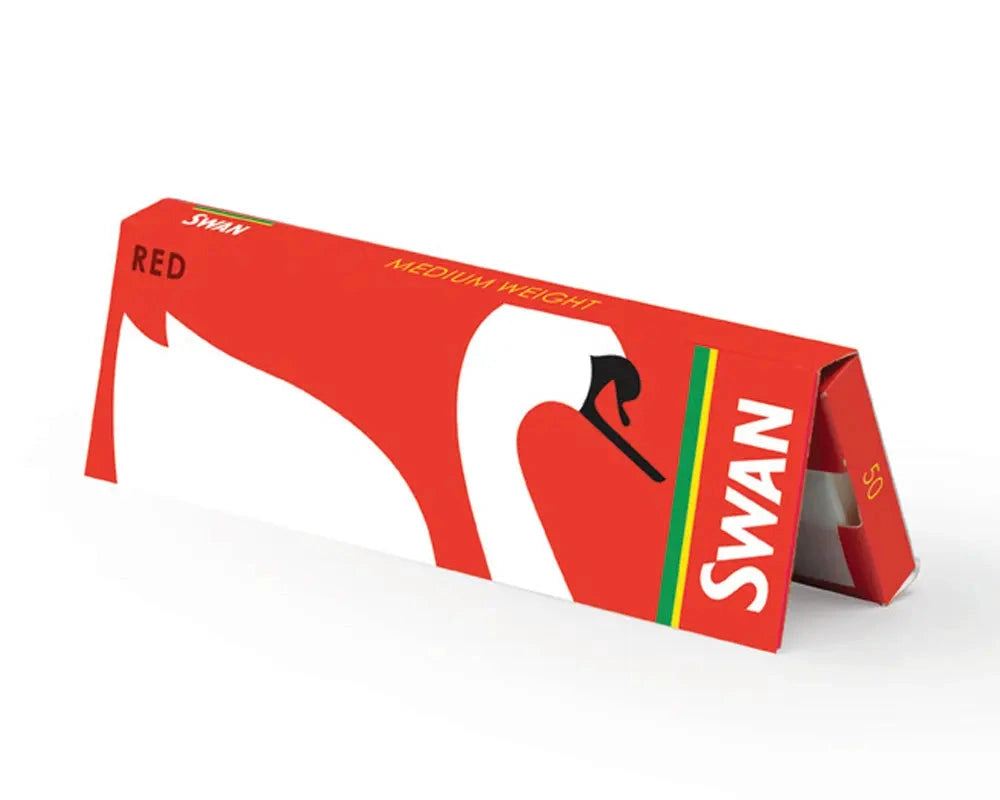 Swan red rolling papers, standard weight, 100 sheets.