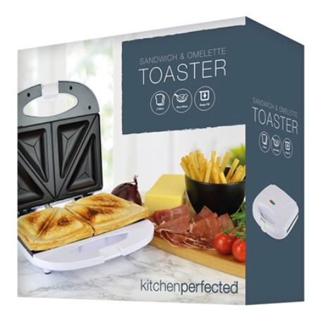 KitchenPerfected 2 Slice Sandwich & Omelette Maker - White KitchenPerfected