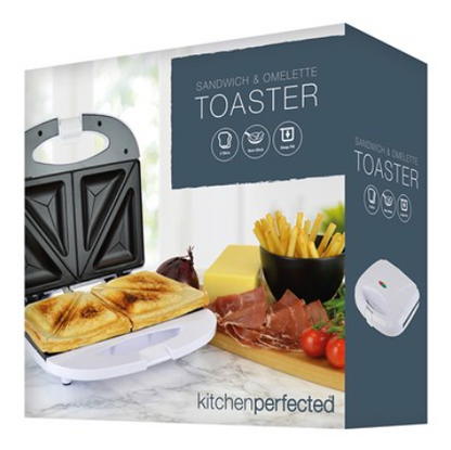 KitchenPerfected 2 Slice Sandwich & Omelette Maker - White KitchenPerfected