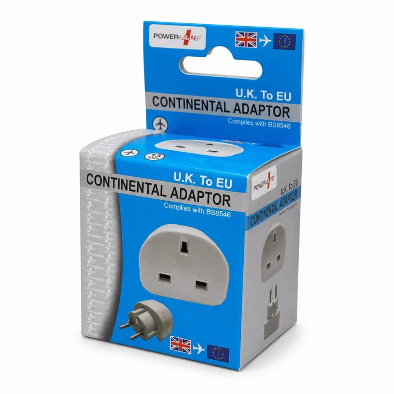 Tourist Travel Continental Adaptor From UK to Europe (20 Pack) Power Plus