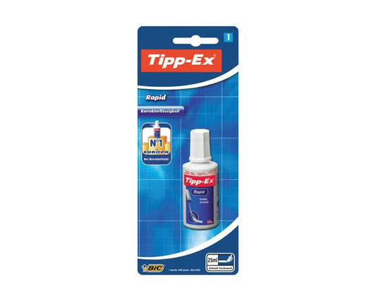 Tipp-Ex correction fluid bottle on a blue blister card, 10-pack.