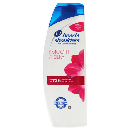 Head & Shoulders anti-dandruff shampoo bottle, smooth & silky, 250ml with blue cap